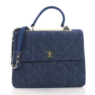 Chanel Trendy CC Top Handle Bag Quilted Denim Large Blue 3914958