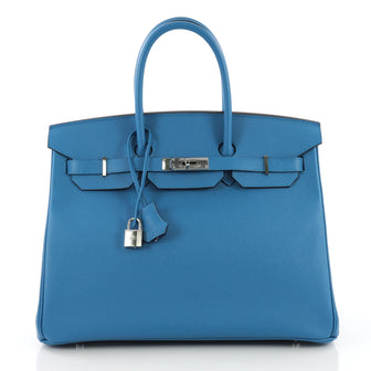 Hermes Birkin Handbag Blue Epsom with Palladium Hardware 35 3914984