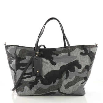 Valentino Open Tote Camo Felt Large Gray 391571