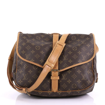 Louis Vuitton Saumur Handbag Monogram Canvas MM Brown 3915835