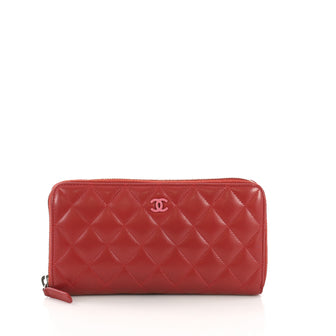 Chanel Model: Zip Around Wallet Quilted Lambskin Long Red 39158/48