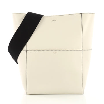 Celine Sangle Seau Handbag Calfskin Large White 391681