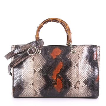 Gucci Bamboo Shopper Tote Python Medium Neutral 391691