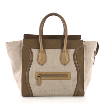 Celine Luggage Handbag Canvas and Leather Mini Brown 391721