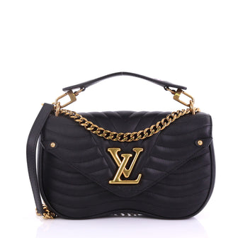Louis Vuitton New Wave Chain Bag Quilted Leather MM Black 391741