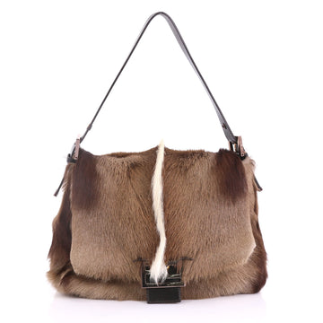 Fendi Forever Big Mama Handbag Gazelle Hair Brown 392094
