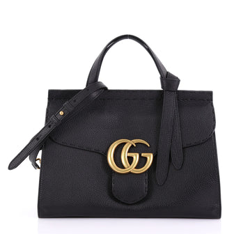 Gucci GG Marmont Top Handle Bag Leather Small Black 392096