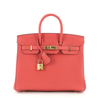 Hermes Birkin Handbag Red Togo with Gold Hardware 25 Pink 3921212