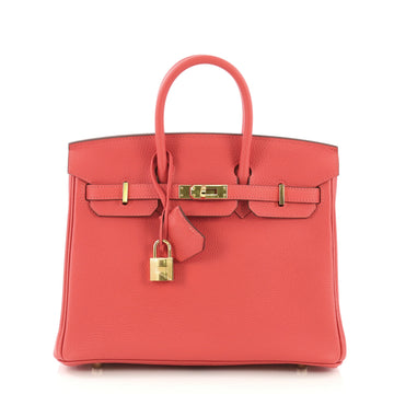 Hermes Birkin Handbag Red Togo with Gold Hardware 25 Pink 3921212