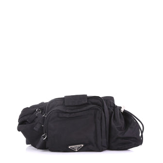 Prada Zip Waist Bag Tessuto Small Black 392122