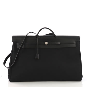 Hermes Herbag Cabine Toile and Leather Black 392129