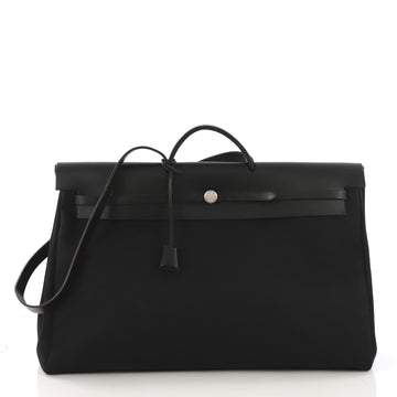Hermes Herbag Cabine Toile and Leather Black 392129
