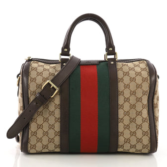 Gucci Vintage Web Boston Bag GG Canvas Medium Neutral 392152
