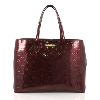 Louis Vuitton Wilshire Handbag Monogram Vernis MM Red 392161