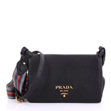 Prada Flap Crossbody Bag Vitello Daino Small Black 392181
