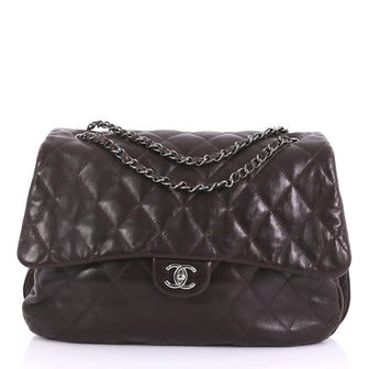 Chanel 3 Accordion Bag Quilted Lambskin Maxi Brown 392211
