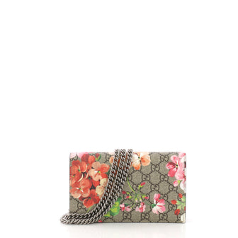 Gucci Chain Wallet Blooms Print GG Coated Canvas Pink 392254
