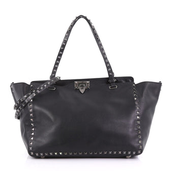 Valentino Rockstud Tote Soft Leather Medium Black 392303