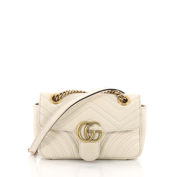Gucci GG Marmont Flap Bag Matelasse Leather Mini White 392471