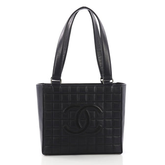 Chanel Chocolate Bar CC Tote Quilted Leather Small Blue 392611