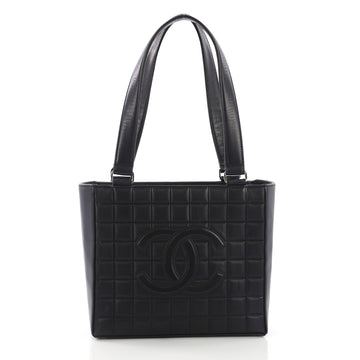 Chanel Chocolate Bar CC Tote Quilted Leather Small Blue 392611
