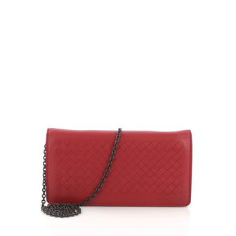 Bottega Veneta Wallet on Chain Intrecciato Nappa Red 3926202