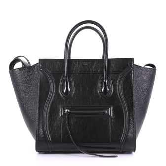 Celine Phantom Handbag Patent Medium Black 392681