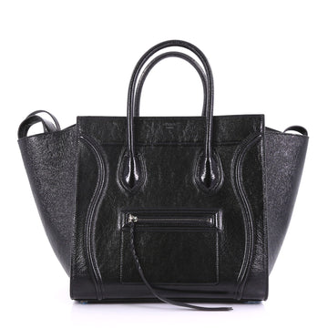 Celine Phantom Handbag Patent Medium Black 392681