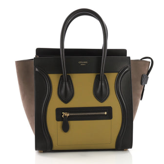 Celine Tricolor Luggage Handbag Leather Micro Green 392682