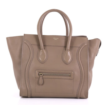 Celine Luggage Handbag Smooth Leather Mini Brown 392781