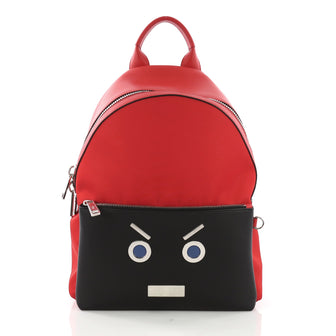 Fendi Faces Backpack Nylon and Leather Red 392861