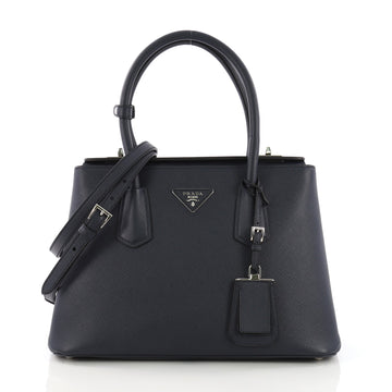 Prada Turnlock Twin Tote Saffiano Leather Small Blue 392891