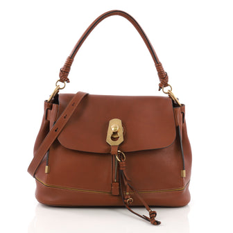 Chloe Owen Flap Bag Leather Small Brown 393041