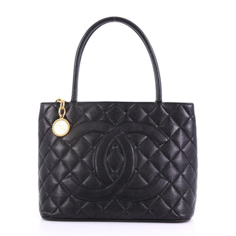 Chanel Medallion Tote Quilted Caviar - Designer Handbag Black 393051