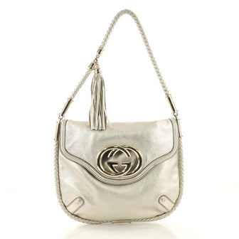 Gucci Britt Tassel Flap Bag Leather Medium Gold 393141