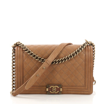 Chanel Boy Flap Bag Quilted Calfskin New Medium Neutral 393251