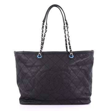 Chanel CC Zip Tote Quilted Caviar Large Black 393256