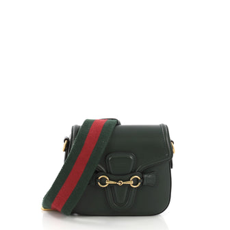 Gucci Lady Web Shoulder Bag Leather Small Green 393311