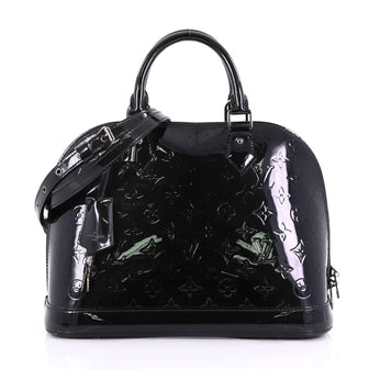 Louis Vuitton Alma Handbag Monogram Vernis PM Black 393391