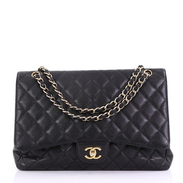 Chanel Classic Single Flap Bag Quilted Caviar Maxi Black 393441