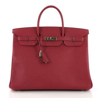 Hermes Birkin Handbag Red Epsom with Palladium Hardware 40 393471