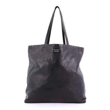 Prada Reversible Tote Nappa Antique Tall Black 393532