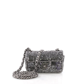 Chanel Hidden Sequins Flap Bag Quilted Sequins Extra Mini Silver 3935912