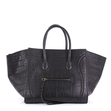 Celine Phantom Handbag Crocodile Embossed Leather Medium 393598