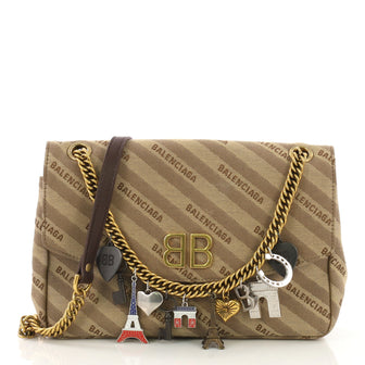 Balenciaga BB Chain Round Charms Shoulder Bag Jacquard Small 393641