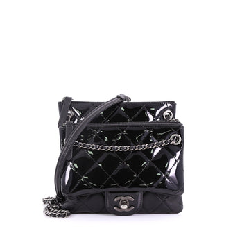 Chanel Top Zip Chain Flap Crossbody Quilted Calfskin Small 393652