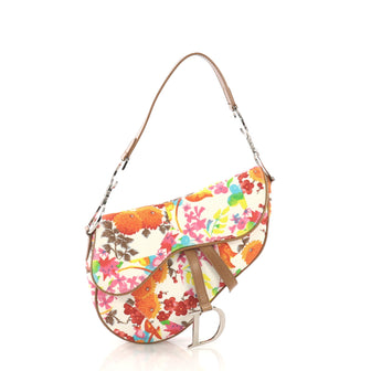 Christian Dior Vintage Saddle Bag Printed Leather Medium 393891