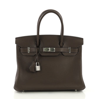 Hermes Birkin Handbag Brown Clemence with Palladium 3940013