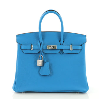 Hermes Birkin Handbag Blue Togo with Palladium Hardware 25 3940017