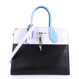 Louis Vuitton City Steamer Handbag Leather MM Black 394002